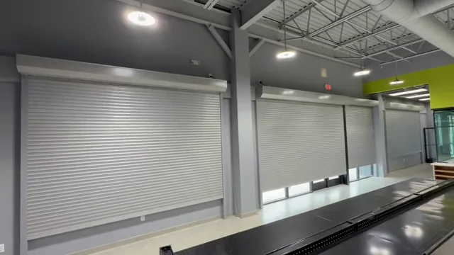 An interior window view. Rolling shutter installation